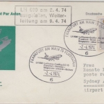 BRD - 70 Pfg. Wohlfahrt Harfe Luftpost-Drucksache n. AUSTRALIEN LH 1st-Flug 1974