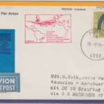 Belgien - Militärpostamt Köln Zuleitungspost 1st-Flug München Asuncion 1974