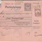Ungarn/Serbien - 2 F. Postanweisung + 20 F. Zusatz Lázárföld Temesvar 1916