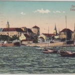 Lettland Baltikum - Riga Düna Hafen farb. Ansichtskarte gelaufen 1913 Latvia