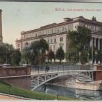 Lettland Baltikum - Riga Theater Timmbrücke farb. Ansichtskarte gel. 1909 Latvia