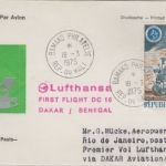 Mali - 130 a. 100 F. Apollo Zuleitungspost Luftpostbrief Bamako 1975 LH-1st-Flug