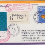 Afar u Issa - 50 F. Schmetterling Zuleitungspost Lupo-Einschreiben Djibouti 1977