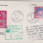 Dahomey - 35 F 100 J. UPU Zuleitungspost Lupo-Brief Cotonou 1.7.1975 LH-1st-Flug