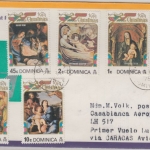 Dominica - Weihnachten 1974 Teilsatz Luftpostbrief geplante Zuleitungspost