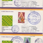 Monserrat - Weihnachten 1976 3 Werte/3 Luftpostbriefe Zuleitungspost LH-1st-Flug