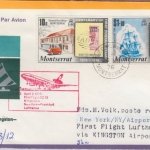 Monserrat - Zuleitungspost LH-1st-Flug Kingston New York/JFK 1976