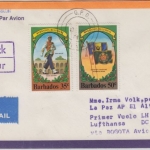 Barbados - 35+50 C. Barbados Regiment Luftpostbrief geplante Zuleitungspost 1981