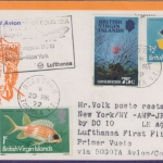 British Virgin Islands - Zuleitungspost LH 1st-Flug Bogota - New York/JFK 1979