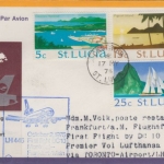 St. Lucia - Zuleitungspost LH 1st-Flug Toronto FFM 1975 Freimarkenausgabe
