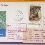 St. Lucia - Zuleitungspost LH 1st-Flug Frankfurt - Oporto 1981 2$ Weihnachten