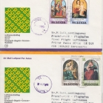 St. Lucia - Weihnachten Christmas 1976 2 Luftpostbriefe Castries 1977