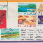 St. Lucia - Zuleitungspost LH 1st-Flug Montreal - Frankfurt 1975