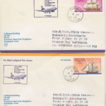 St. Lucia - Zuleitungspost LH 1st-Flug Kingston - Guayaquil 1976 Segelschiffe