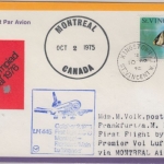 St. Vincent - Zuleitungspost LH 1st-Flug Montreal - Frankfurt 1975 50 C. Fisch