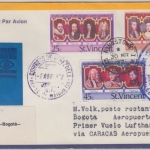 St. Vincent - Zuleitungspost LH 1st-Flug Caracas - Bogota 1977 Coronation