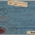 DR - 3x50+10 Pfg. Paketkarte f. 2 Pakete i.d. SCHWEIZ Berlin - St. Gallen 1887