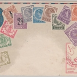 Niederländisch Indien Briefmarken-Postkarte Wappen Landkarte gelaufen Wien 1923