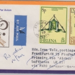 St. Helena - 8+12 P. James Cook Luftpostbrief Zuleitung 1st-Flug Faro Frankfurt