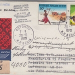 Benin - 50 a. 2 Fr. overprint Zuleitungspost Erstflug Faro FFM Luftpost 1979 RR