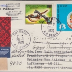 Benin - 50 a 2 Fr. overprint Zuleitungspost 1st-flight Faro FFM Luftpost 1979 R!