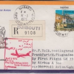 Djibouti - 40 F Eisenbahn Zuleitungspost LH-Erstflug Tunis Frankfurt 1979