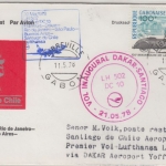 Gabun - 100 Fr. Renault Zuleitungspost LH-Erstflug Frankfurt/M. - Santiago 1979
