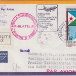 Djibouti - 65 Fr. Aptidon Zuleitungspost LH-Erstflug Frankfurt Santiago 1978