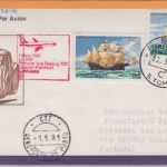 Sao Tome - 3+1 Db. Segelschiffe Zuleitungspost LH-Erstflug Oporto FFM 1981