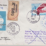 Benin - 90 Fr 1st-Flug Paris-New York Luftpostbrief Einschreiben Conotou 17.2.81