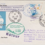 Obervolta - 100+75 Fr CEDEAO ECOWAS Etappenpost LH 1st-Flug Dakar Sao Paulo 1981
