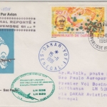 Djibouti - 75 Fr. Gagarin u.a. Zuleitungspost Etappenpost LH 1st-Flug Dakar 1981