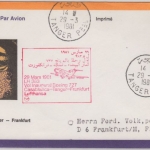 Marokko - 1 Dh. Künstler Stilleben Etappenpost LH 1st-Flug Tanger FFM 1981