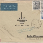 Spanien - 2x1 P.+70 C. Franco Luftpostbrief Pollensa - Berlin 1940 Doppelzensur