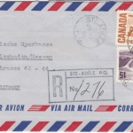 Canada - 50+15 C. Freimarken Luftpost Einschreibebrief Ste. Adele Wiesbaden 1968