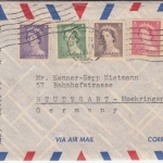 Canada - Queen Elisabeth Ausg. 1953 Satz (5 Werte) Luftpostbrief Edmonton 1953