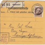 Bayern - 1 M. Ludwig Paketkarte 2 Pakete Wilhermsdorf Meiningen 28.4.16