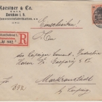 DR - 30 Pfg. Germnaia Einschreibebrief Zwickau Markranstädt 1908