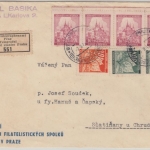 Böhmen & Mähren - 4x1 K Freimarke u.a. Einschreibebrief Prag Telegraphenamt 1941