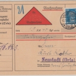 DR - 25 Pfg. Goethe Nachnahme Ortskarte Neustadt (Orla) 1928