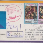 Nouvelles Hebrides - 35+70 FNH Christmas LH 1st-flight Sydney FFM Zuleitung 1976