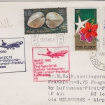 Cook Island - 10 C Muschel u.a. LH 1st-flight Melbourne FFM 1980 Zuleitungspost