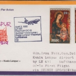 Niue - 2x20 C, Christmas LH 1st-flight Sydney FFM Zuleitungspost 1980 Etappe !!