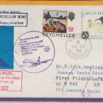 Seychelles - 1,25 R. Vögel u.a. LH 1st-flight Sydney FFM Zuleitung Etappe 1976