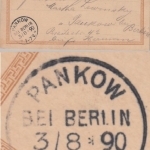 DR - Pankow b. Berlin 1890 K1 Ankunftsstempel a. österr. Ganzsache Aussig