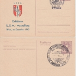 Österreich - 6 Pfg. Staatswappen 2 GA 2x blanko SST Wien 1946 USA-Ausstellung u.