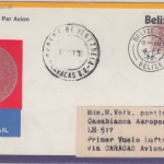 Belize - 50 C 100. Geb. W Churchill Luftpostbrief via Caracas n. Casablanca 1975