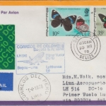 Belize - 10+35 C. Schmetterlinge LH 1st-Flug Bogota Lima 1978 Zuleitungspost RR!