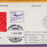 Belize - 45 C. Turkey Truthahn LH 1st-Flug London Düsseldorf 1978 Zuleitungspost