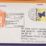 Belize - 50 C. Schmetterling LH 1st-Flug Bogota New York 1979 Zuleitungspost !